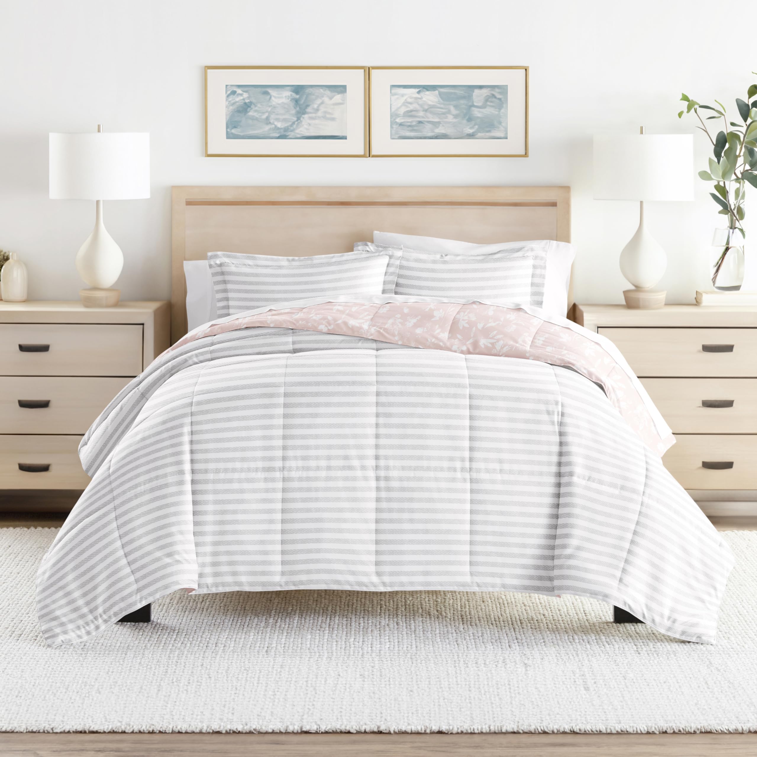Luxury Reversible King Size Comforter Set (3 Piece) - Soft & Lightweight Down Alternative Bedding - Includes King Comforter & 2 Pillow Shams - Perfect for Master Bedroom, Guest Room & Cozy Home Decor