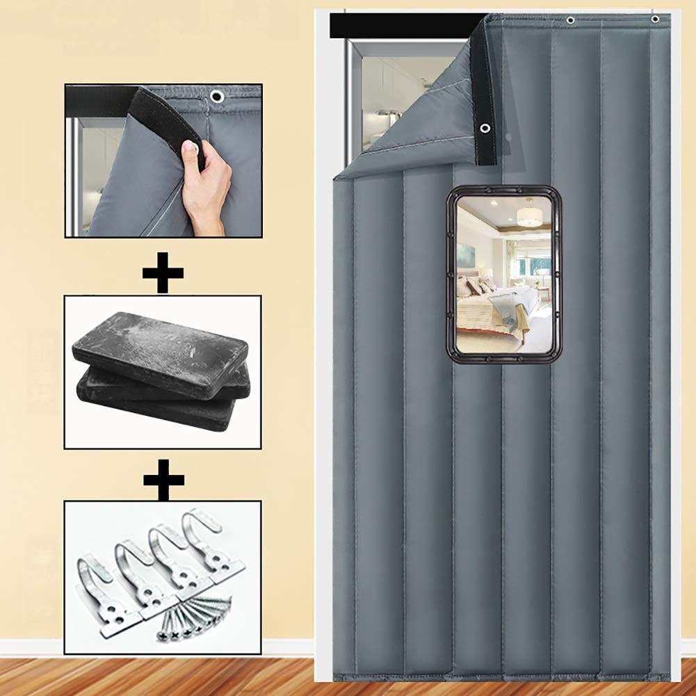 GuoWei Silver-Gray Thermal Insulated Door Curtain - Energy Efficient, Waterproof & Windproof Room Divider for Home & Mall Use (80x230cm) - Perfect for Bedroom, Living Room & Office Temperature Control