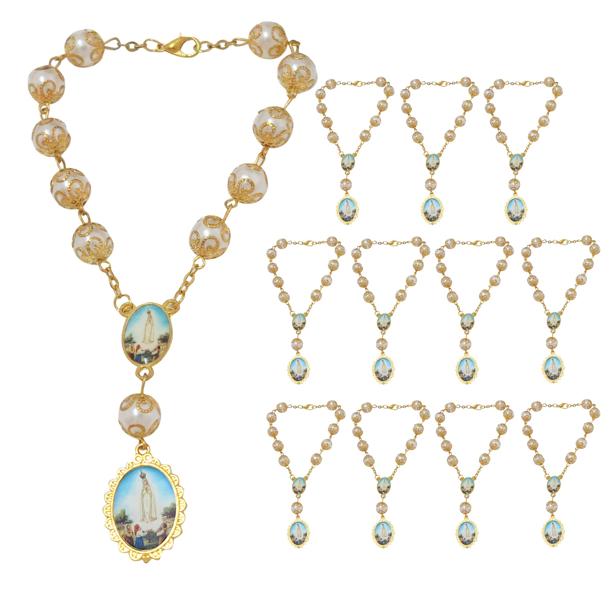 Our Lady of Fatima Decade Rosary - 12 Pack Catholic Prayer Beads for Car Mirror & Religious Events - Perfect for Car Protection & Church Favors