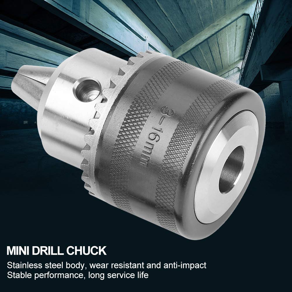 Hilitand 3-16mm Drill Chuck with Mini Key - B16 Arbor for Power Drills, Lathes & Drill Presses | Perfect for Woodworking, Metalworking & DIY Projects