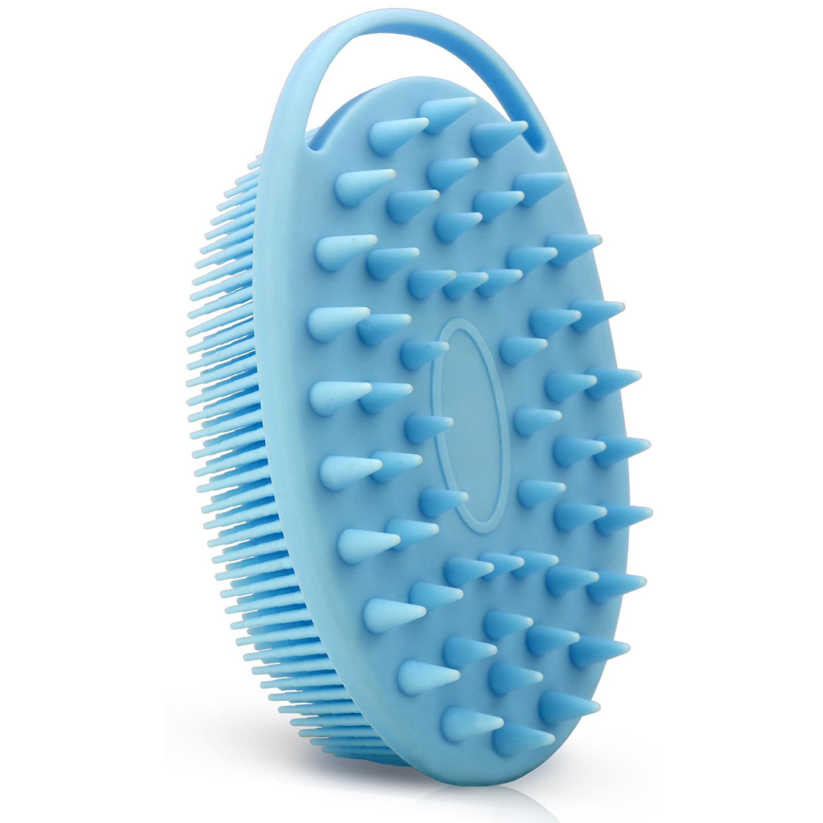 2 in 1 Silicone Bath & Shampoo Body Brush - Exfoliating Shower Scrubber with Scalp Massager | Premium Soft Loofah for Deep Cleansing & Relaxation | Easy Clean Blue Body Brush for Spa, Home & Travel Use