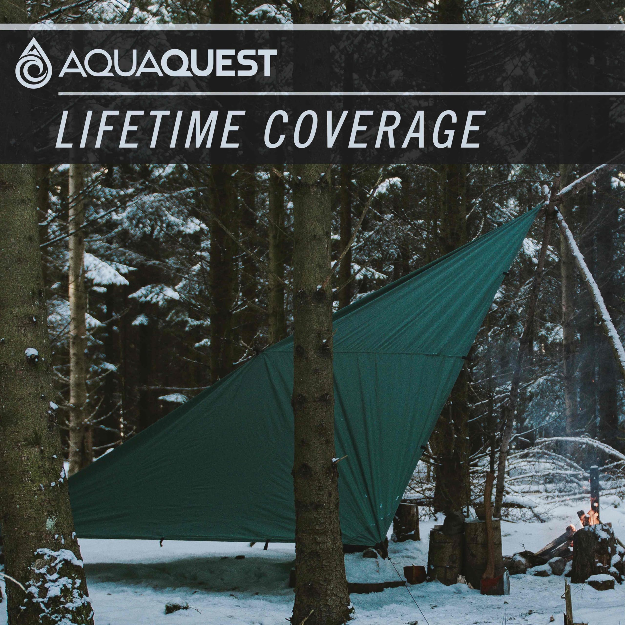 AquaQuest Guide Waterproof Camping Tarp - Lightweight Tent Rain Fly Cover for Hiking, Backpacking, Hammock & Survival Gear | Perfect for Outdoor Adventures, Emergency Shelter & All-Weather Protection