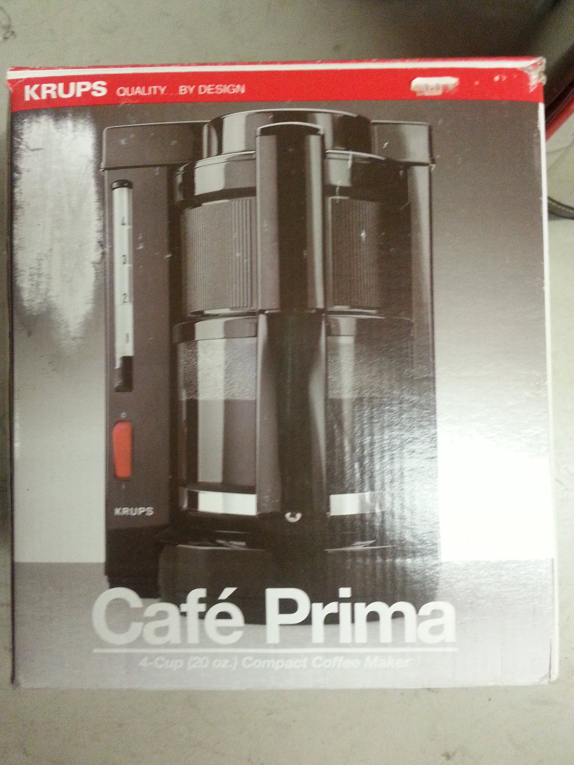 Krups Cafe Prima 4-Cup Drip Coffee Maker - Compact White Coffee Machine for Home & Office Use - Perfect for Small Kitchens, Dorms, and Workspaces