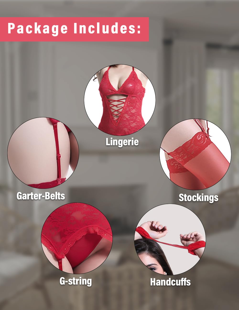 Anyou Women's Lingerie Set - Stretchy Lace Teddy with Stockings, Plus Size S-XXXXL | Sexy Lingerie for Valentine's Day, Bridal Shower & Romantic Nights
