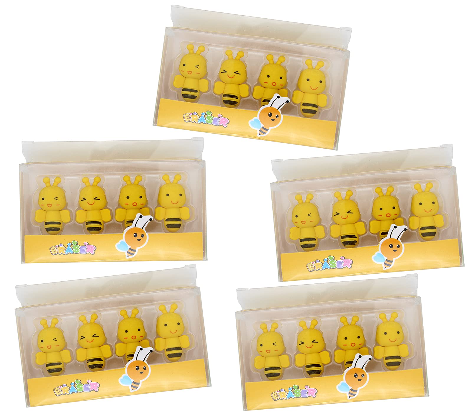 20 PCS Mini Bee Pencil Erasers Set - Cute Cartoon Animal Erasers for Kids, Classroom Rewards, Party Favors, School Supplies & Home Decor - Perfect for Teachers, Students & DIY Crafts