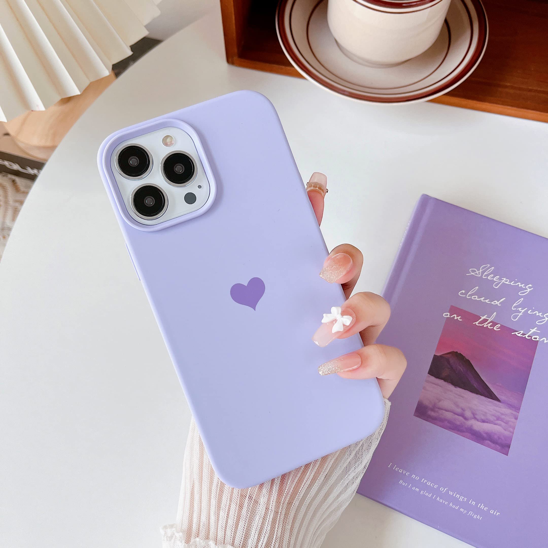 Jmltech iPhone 13 Pro Max Case - Shockproof Silicone Protective Cover with Soft Microfiber Cloth | Cute Lavender Color | Durable & Liquid Resistant | Perfect for Everyday Use, Work, and Travel
