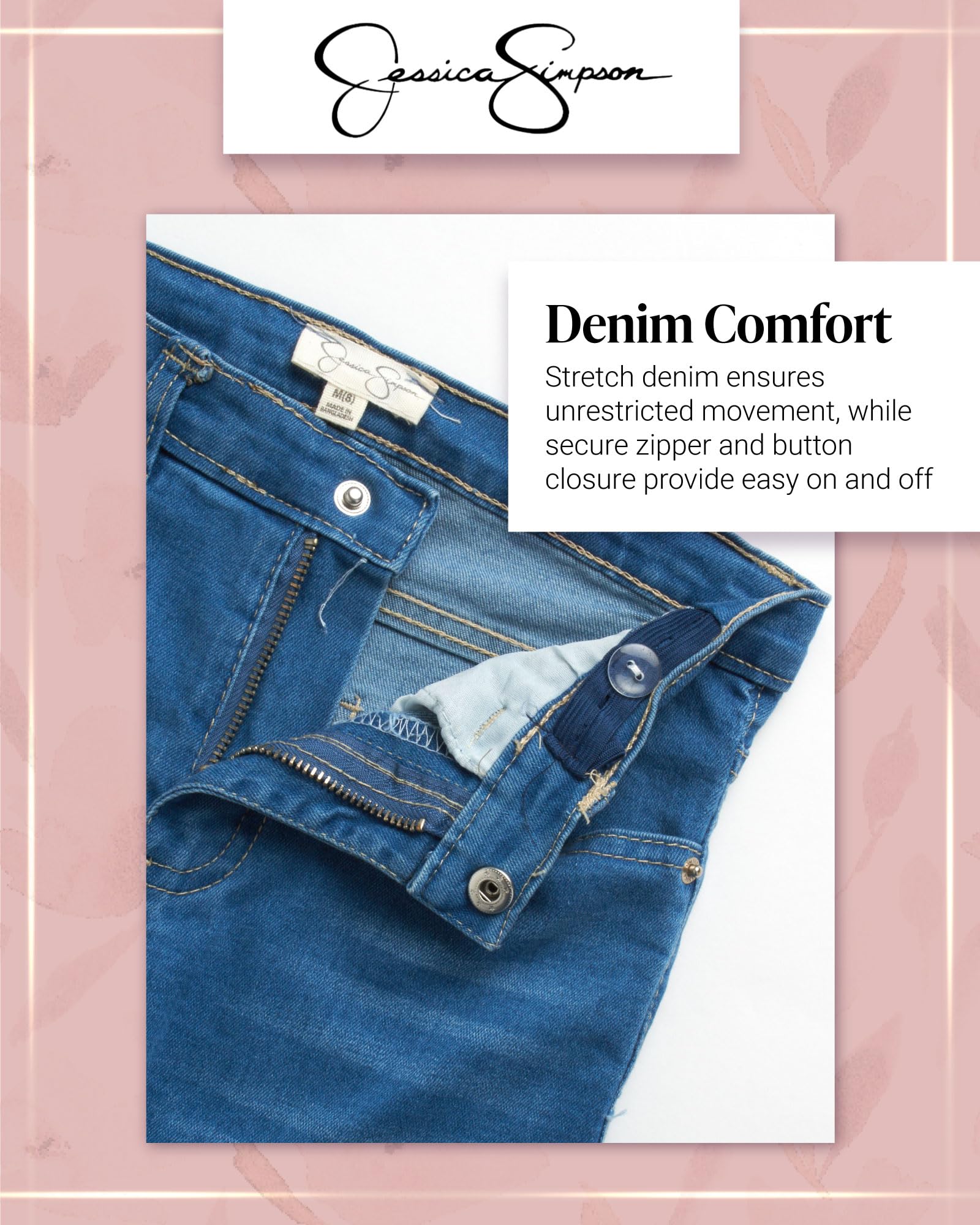 Jessica Simpson Baby Girl's Pants Set - Soft Cotton Shirt & Stretch Denim Jeans Outfit for Infants & Toddlers (12M-4T) | Cute Casual Wear for Playdates, Daycare & Family Photos