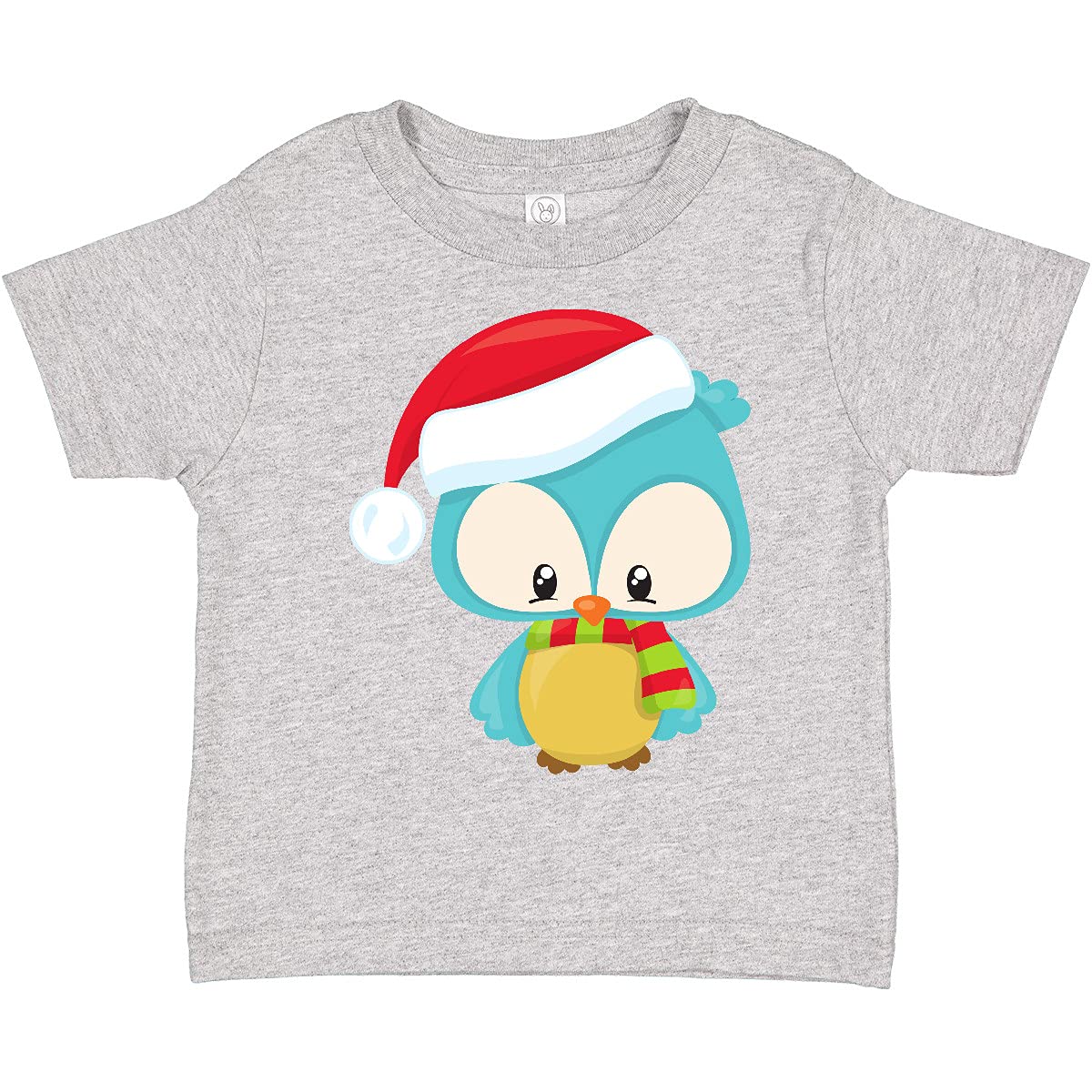 Inktastic Christmas Owl Toddler T-Shirt - Cute Owl with Santa Hat & Scarf - Holiday Outfit for Kids, Family Photos & Christmas Parties