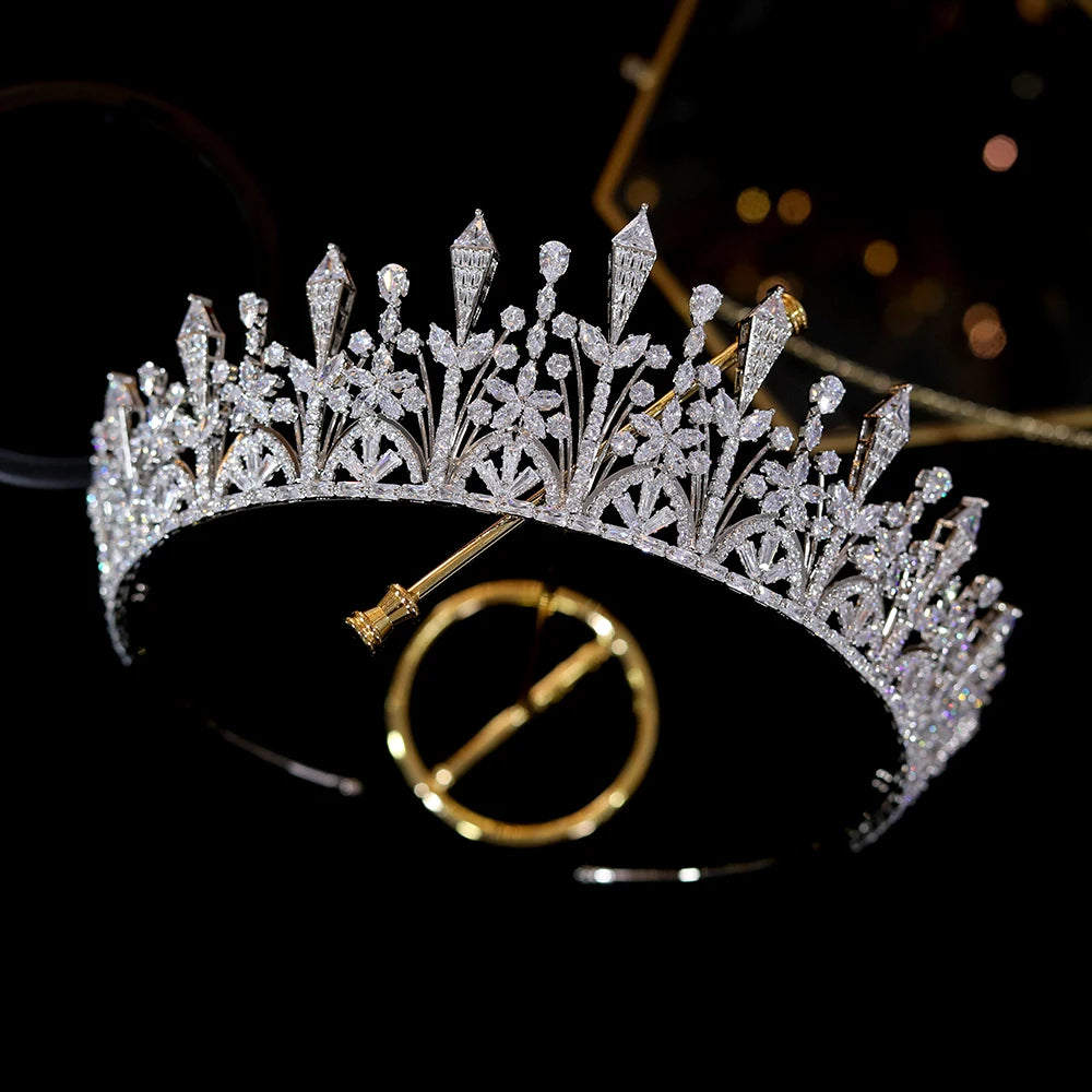 Luxury Crystal Zircon Bridal Tiara & Crown Hair Accessory for Women - Perfect for Weddings, Prom, Pageants & Special Occasions