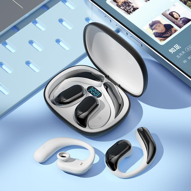 New M65 Bluetooth Headset - Wireless Open-Ear Bone Conduction Headphones with 30H Ultra-Long Battery Life, Comfortable Non-In-Ear Design for Sleeping, Driving, Hiking & Cycling (Black) | Perfect for Workouts, Office Calls & Outdoor Adventures