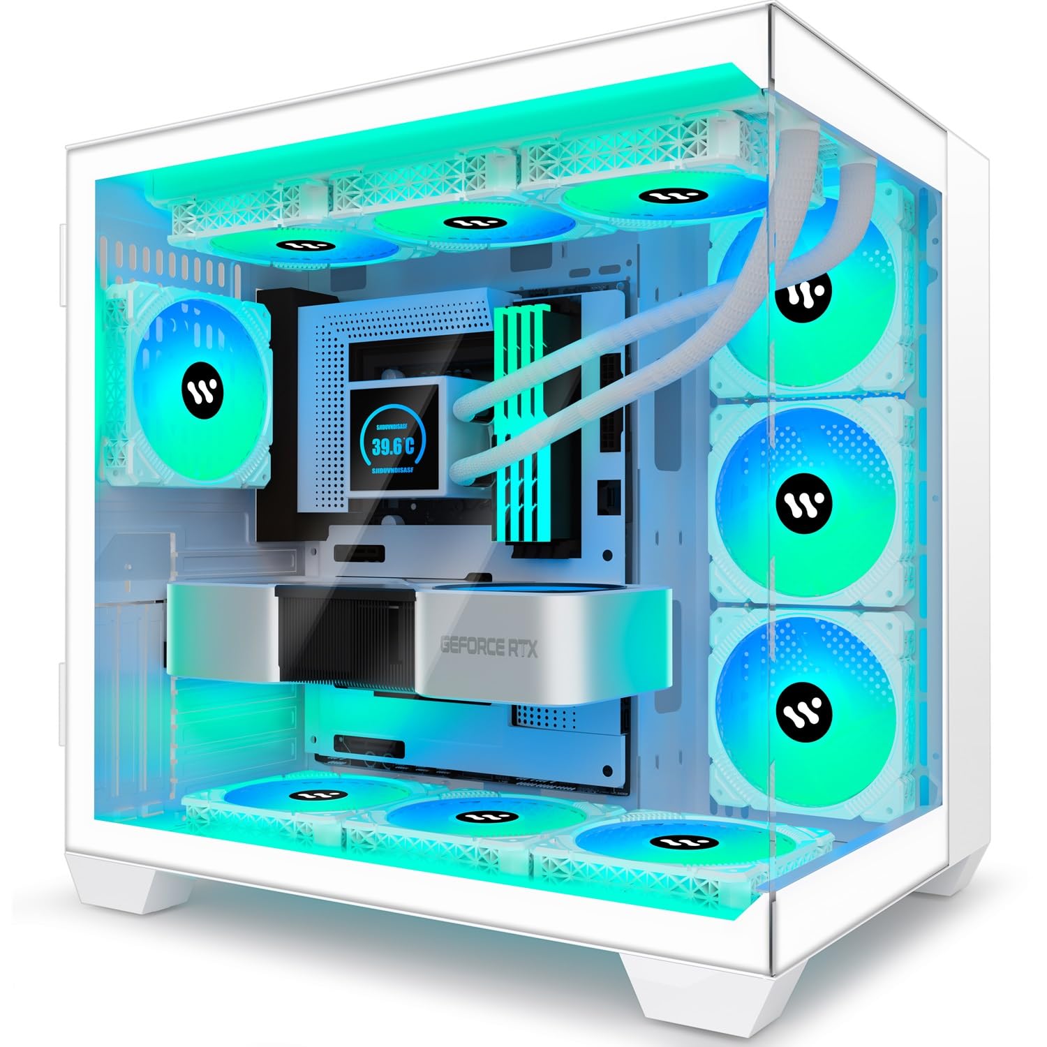 KEDIERS ATX PC Case - 6 Pre-Installed PWM ARGB Fans, Supports 360mm Radiator, 270° Full View Tempered Glass Mid Tower Gaming Computer Case in Pure White (Model C690) - Perfect for High-Performance Gaming Rigs and Custom Water Cooling Builds