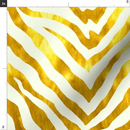 Premium Gold & White Zebra Print Minky Fabric Fat Quarter - Soft Plush Material for Sewing Baby Blankets, Quilt Backing & DIY Projects - Perfect for Nursery Decor, Gift Making & Crafting
