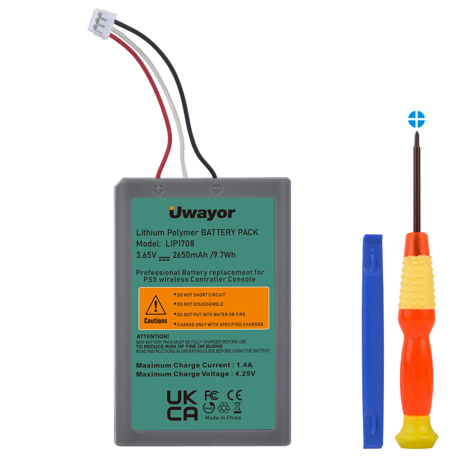 Uwayor 2650mAh High Capacity Replacement Battery for Sony PlayStation 5 Wireless Controller - Long Lasting PS5 Gamepad Battery for Extended Gaming Sessions