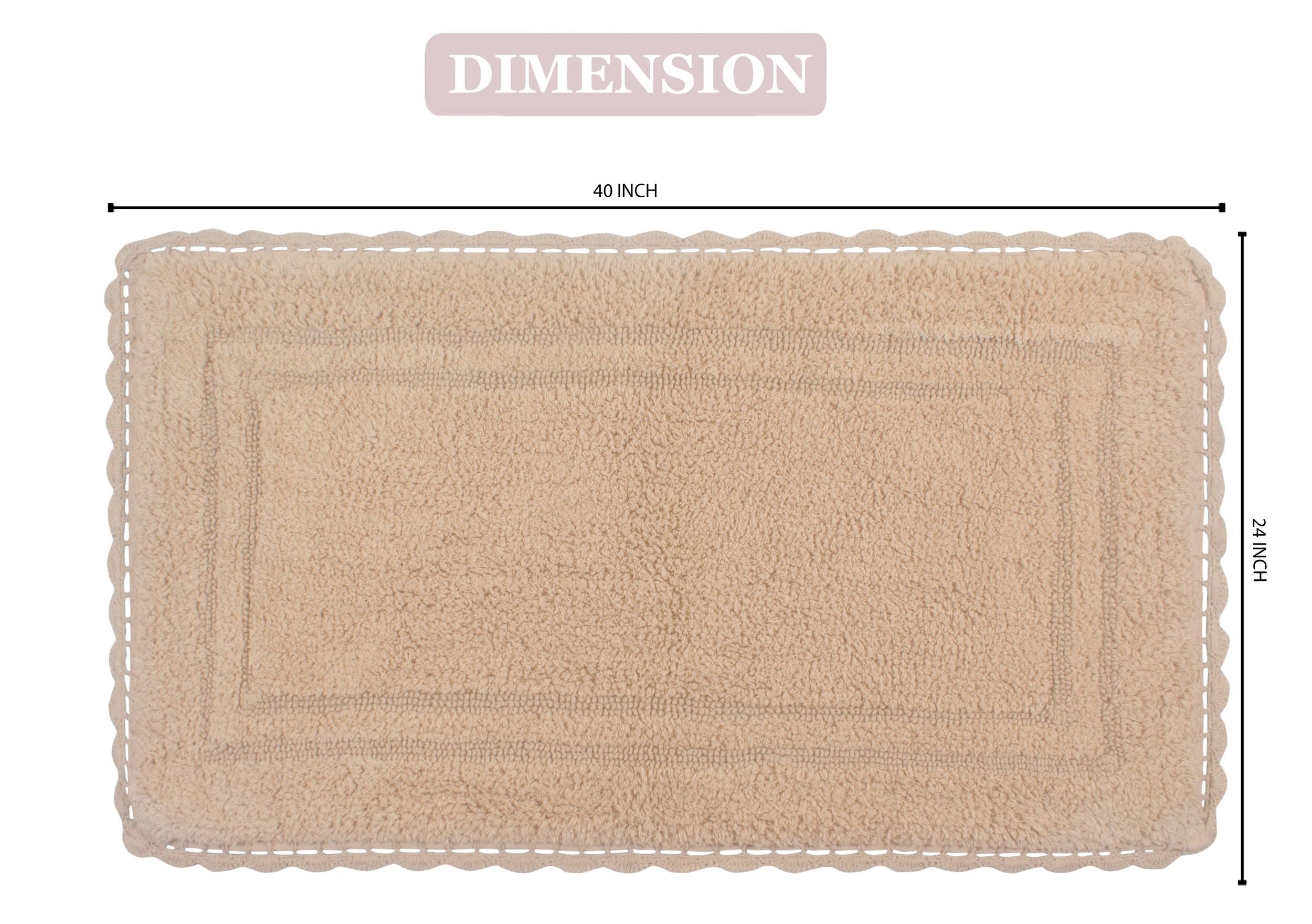 Home Weavers Reversible 100% Cotton Bath Mat Set - Ultra Soft Absorbent Non-Slip Bathroom Rug & Kitchen Mat (24