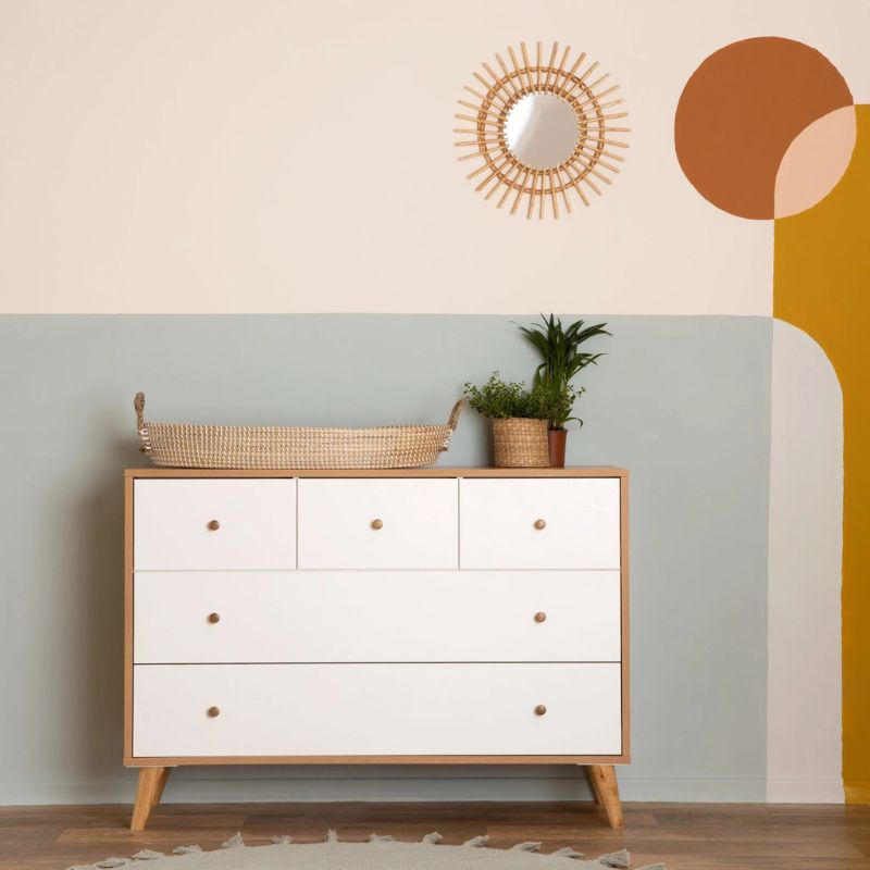 Austin 5-Drawer Nursery Dresser - White Baby Changing Table with Storage for Nursery Organization | Perfect for Baby Clothes, Diapers & Nursery Essentials