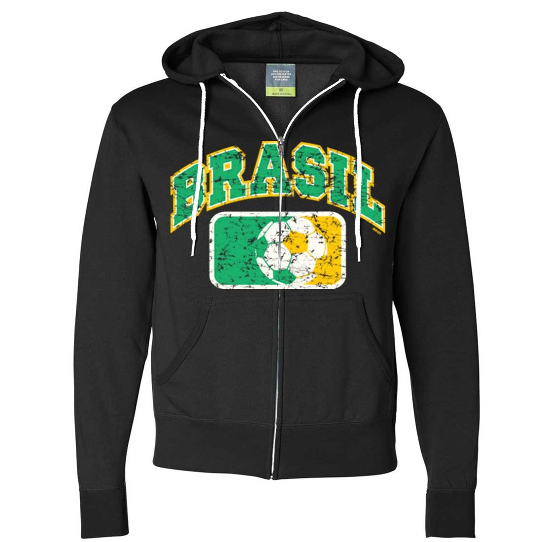 Vintage Brazil Soccer Team Zip-Up Hoodie - Retro Football Pullover for Fans & Collectors - Perfect for Game Day, Casual Wear & Sports Enthusiasts