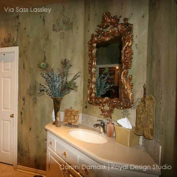 Corsini Damask Stencil for Wall Painting, DIY Home Decor, and Furniture Upcycling - Reusable Decorative Stencil for Creative Projects