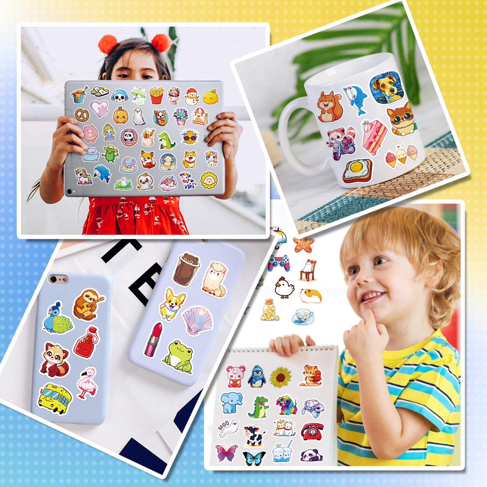 1000 Pcs Waterproof Vinyl Stickers for Kids & Adults - Colorful Bulk Sticker Pack for Water Bottles, Laptops, Scrapbooks | Perfect for School, DIY Crafts, Gifts & Personalization
