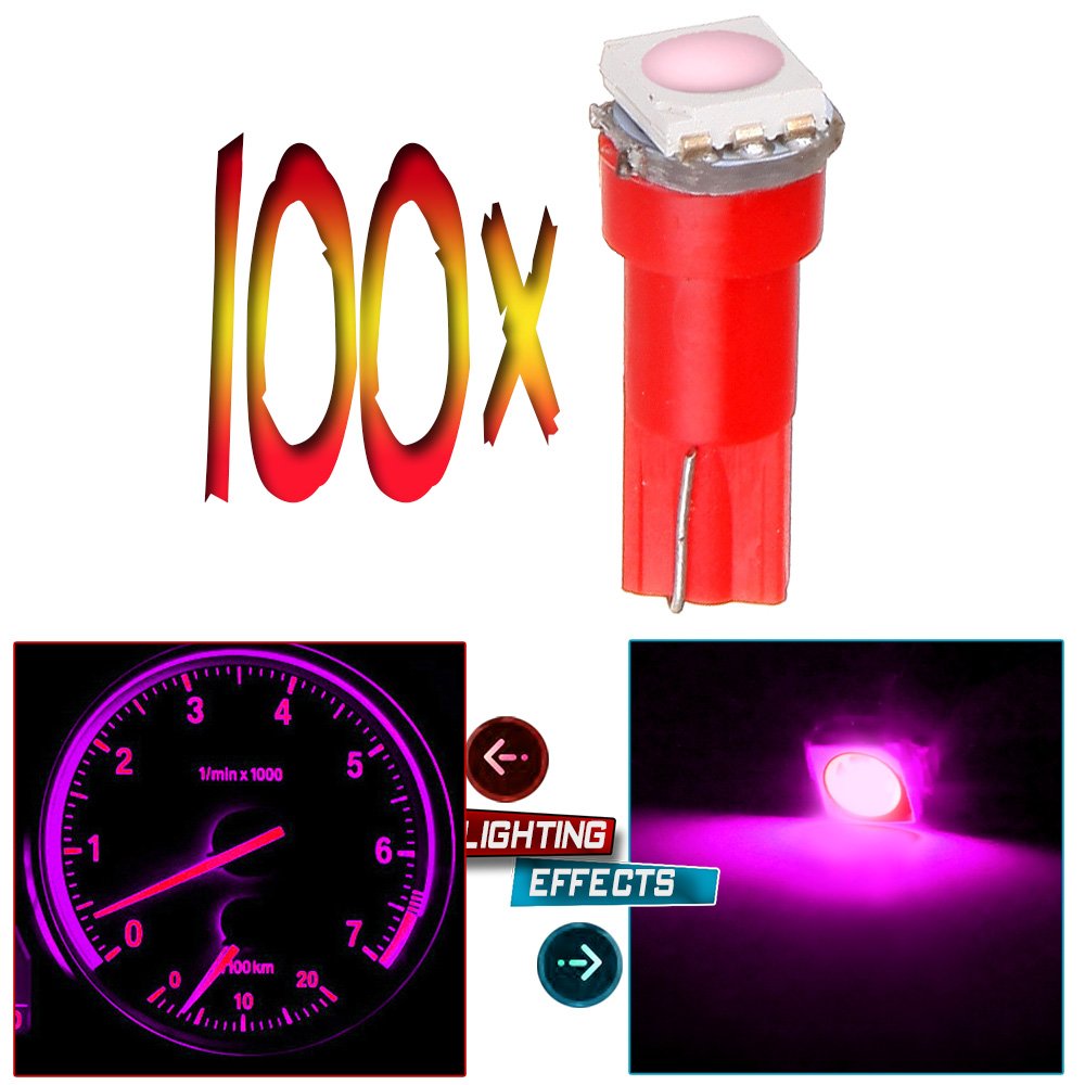 OCPTY 100Pack Purple T5 74 LED Light Bulbs - Super Bright Instrument Panel Gauge Cluster Dashboard Lights for Cars, Trucks, Boats & Motorcycles - Perfect for Night Driving & Interior Customization