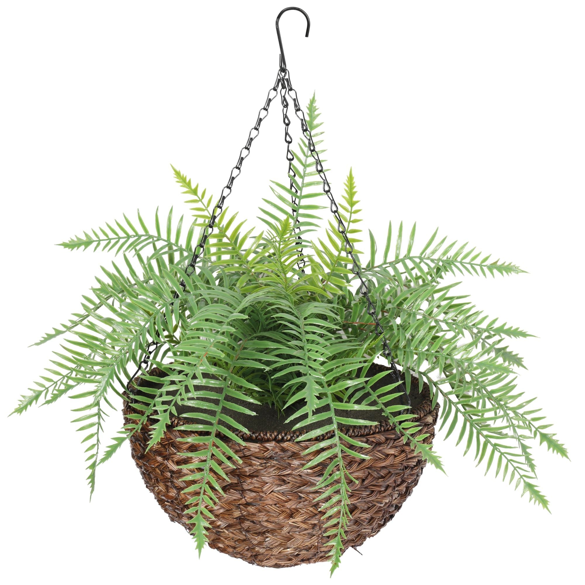 Large Artificial Hanging Basket Fern - Realistic Fake Hanging Plants for Indoor & Outdoor Decor - Perfect for Porch, Patio, Balcony, and Garden Decoration
