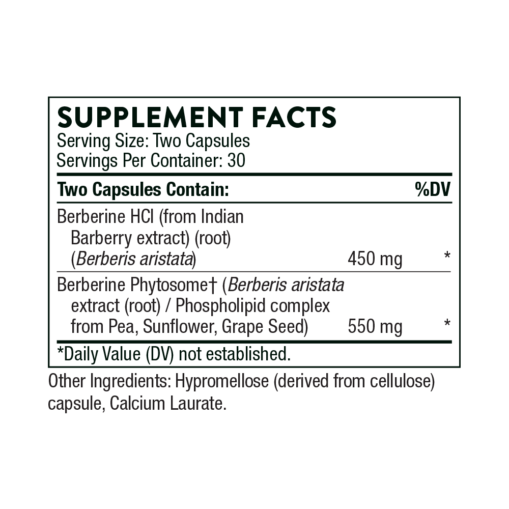 Thorne Berberine 500mg Supplement - 60 Vegan Capsules for Blood Sugar Support & Digestive Health | Supports Healthy Glucose Metabolism & Gut Balance
