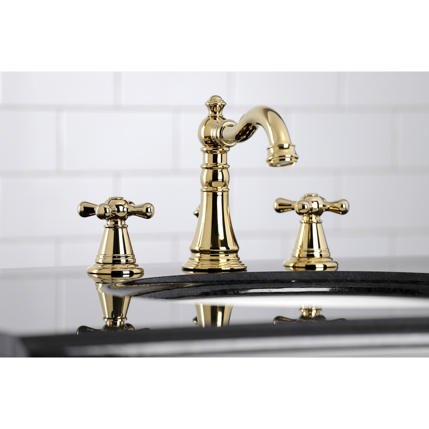 American Classic FSC1972AAX 3-Hole Widespread Bathroom Faucet - Two Handle Deck Mount with Pop-Up Drain - Polished Brass Finish - Perfect for Bathroom Vanity Sink Renovation and Modern Home Decor