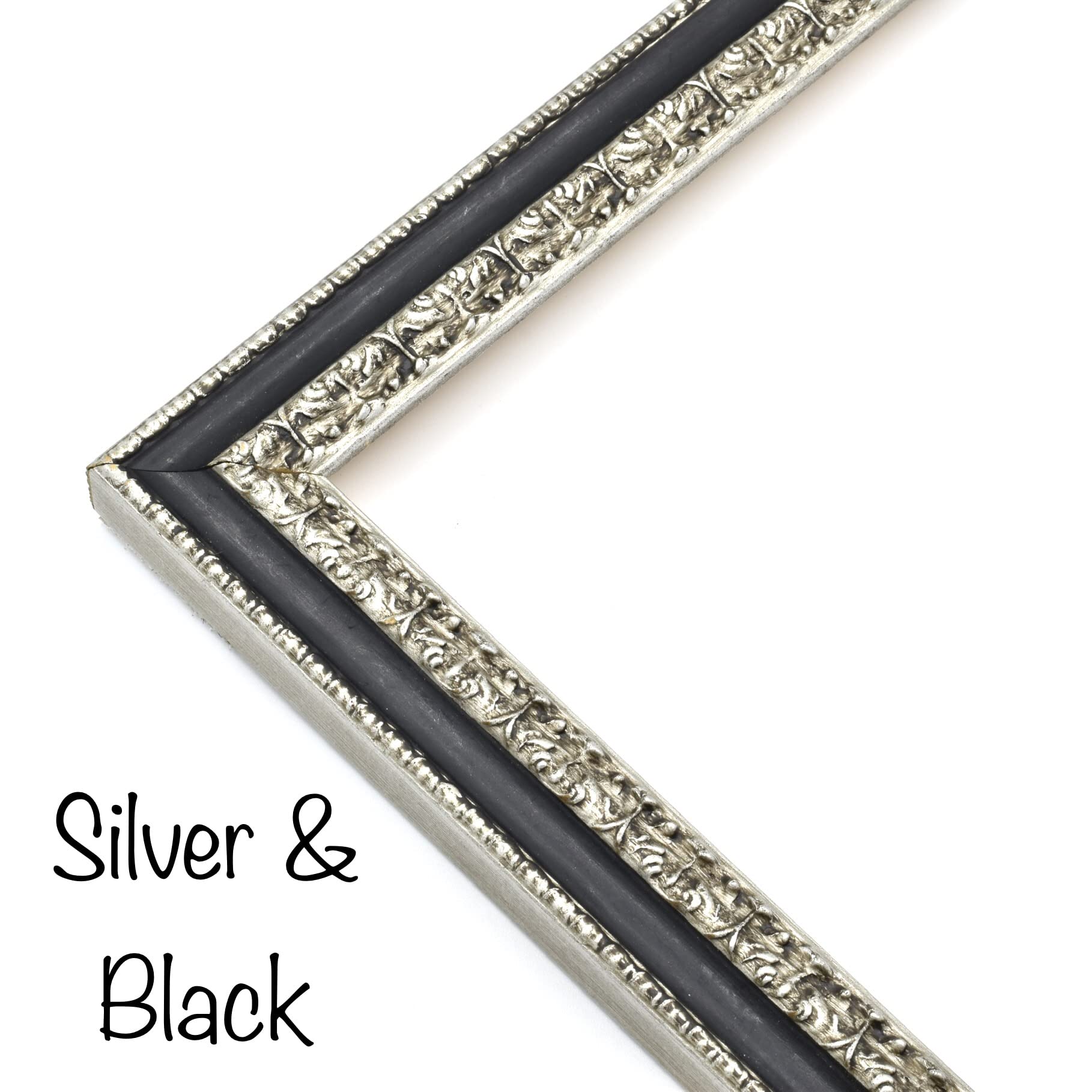 Antique Spanish Victorian Style Picture Frame - Gold, Silver, Black Wood Wall Art Photo Frame (13x19 Inches) - Perfect for Home Decor, Living Room, Bedroom & Office Display