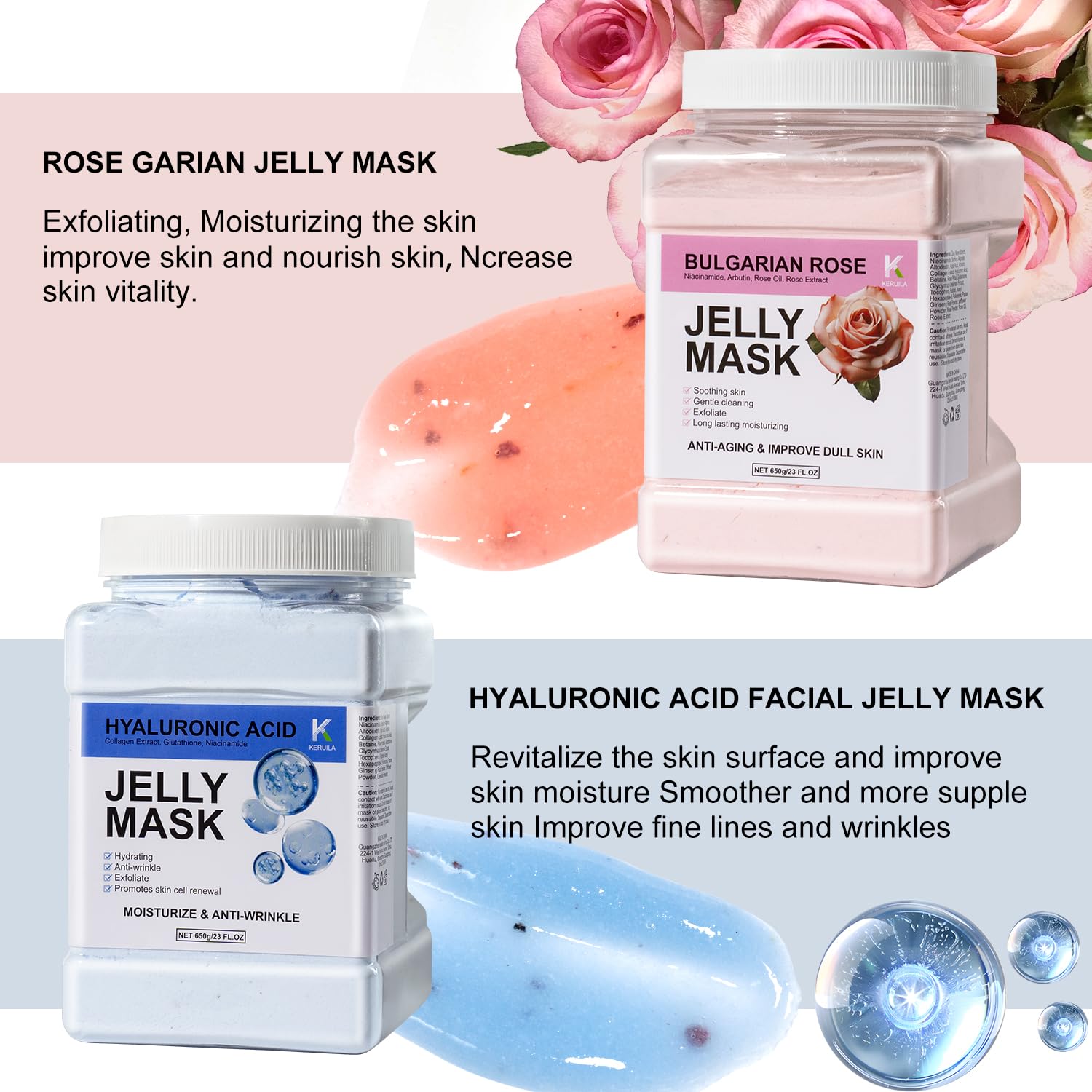 Bulgarian Rose Hydrogel Facial Mask - Professional Peel Off Jelly Mask for Smooth & Hydrated Skin | Rose Powder Face Mask for Home Spa & Skincare Routine | Perfect for Dry Skin Treatment & Relaxing Self-Care Nights
