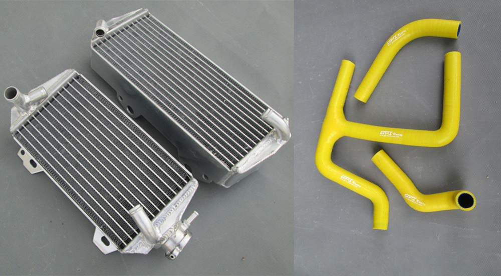 Suzuki RMZ450 RMZ 450 Radiator & Y Hose Kit (2008-2015) - High Performance Aluminum Cooling System with Yellow Finish for Off-Road Racing and Motocross