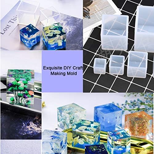 Premium Square Silicone Resin Molds for DIY Crafts - Set of 5 Cube Casting Molds for Epoxy Resin, Jewelry Making, and Home Decor Projects | Perfect for Resin Art, Geode Creations & Gift Making