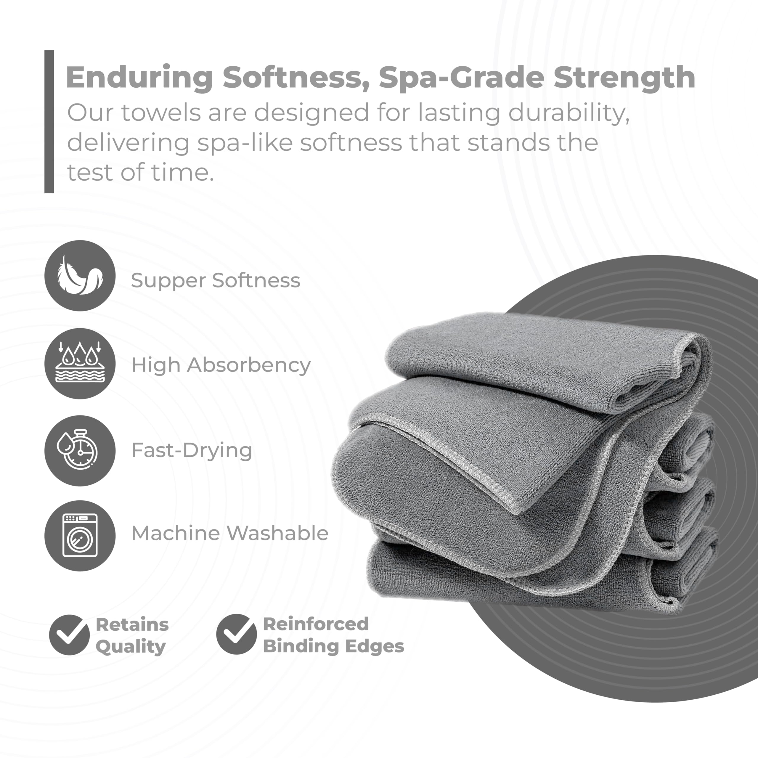 Premium Microfiber Facial Towels for Estheticians - Ultra Soft Spa Towels for Face, Massage & Skincare Treatments (5-Pack, Grey) | Professional Salon Use, Home Spa & Facial Care Essentials