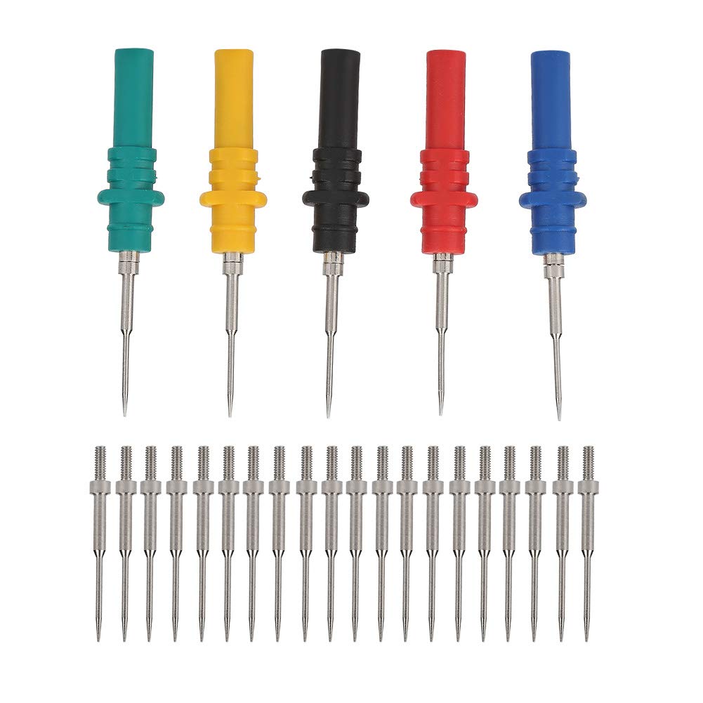 HT307A Automotive Probe Set - Oscilloscope Electrical Test Pins with Banana Plug & 20 Replacement Tips for Circuit Board Repair | DIY Electronics, Car Diagnostics, PCB Testing Tools