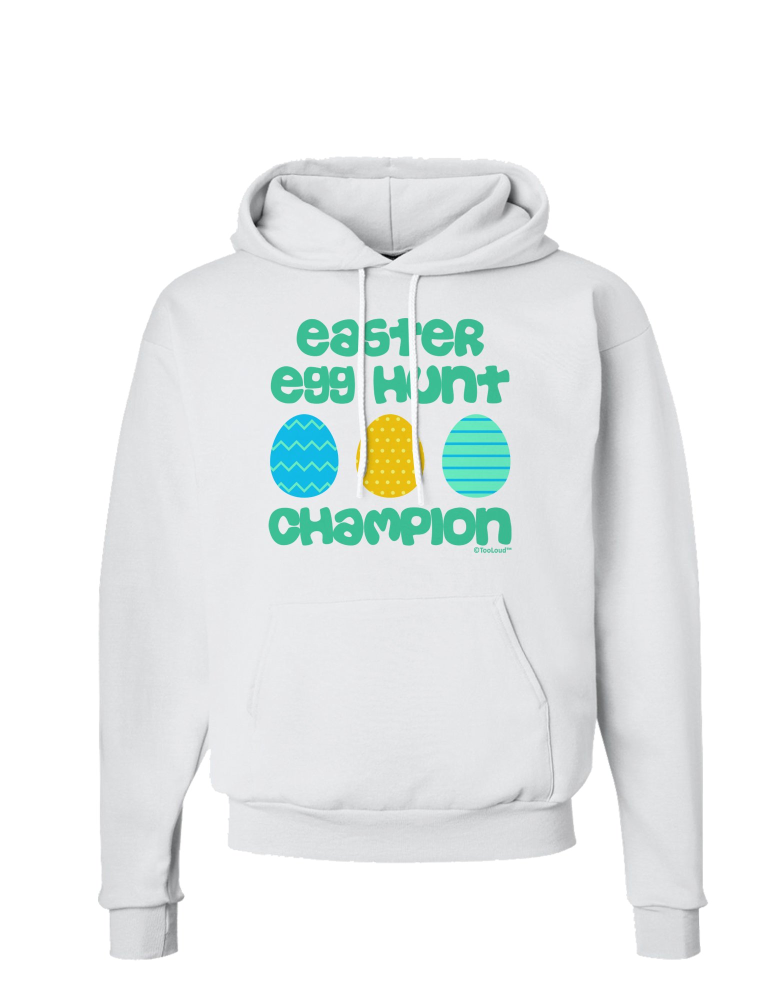 TooLoud Easter Egg Hunt Champion Hoodie - Blue & Green Sweatshirt for Kids & Adults | Perfect for Easter Events, Outdoor Activities & Casual Wear