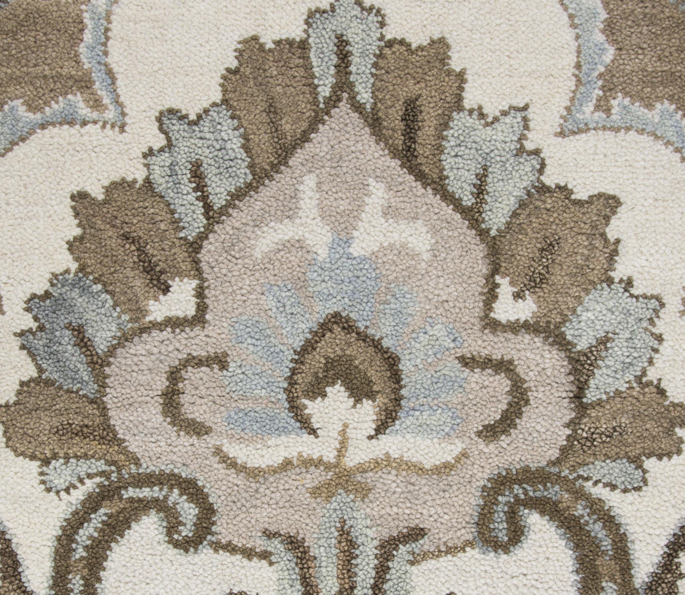 Rizzy Home Leone Collection 8' Round Wool Area Rug in Mocha Ivory Brown Medallion – Perfect for Living Room, Bedroom, or Office Decor