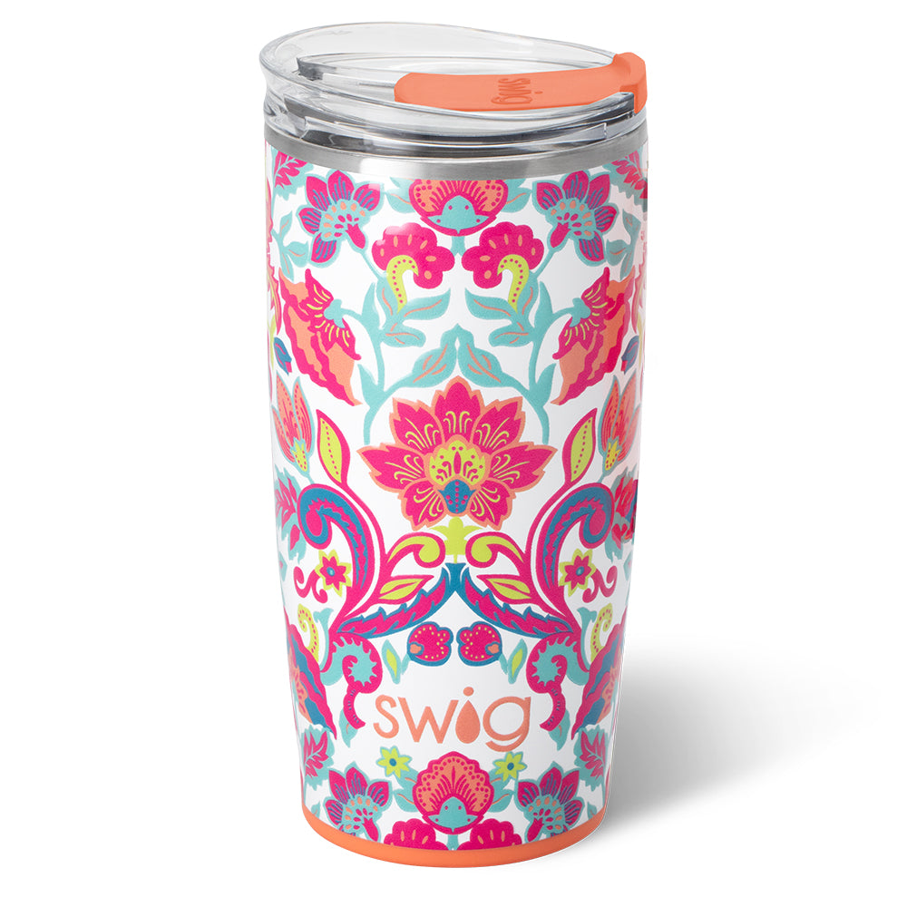 22oz Flourish Insulated Tumbler with Lid & Straw - Leakproof Stainless Steel Water Bottle for Hot & Cold Drinks - Perfect for Gym, Office, Travel & Outdoor Activities