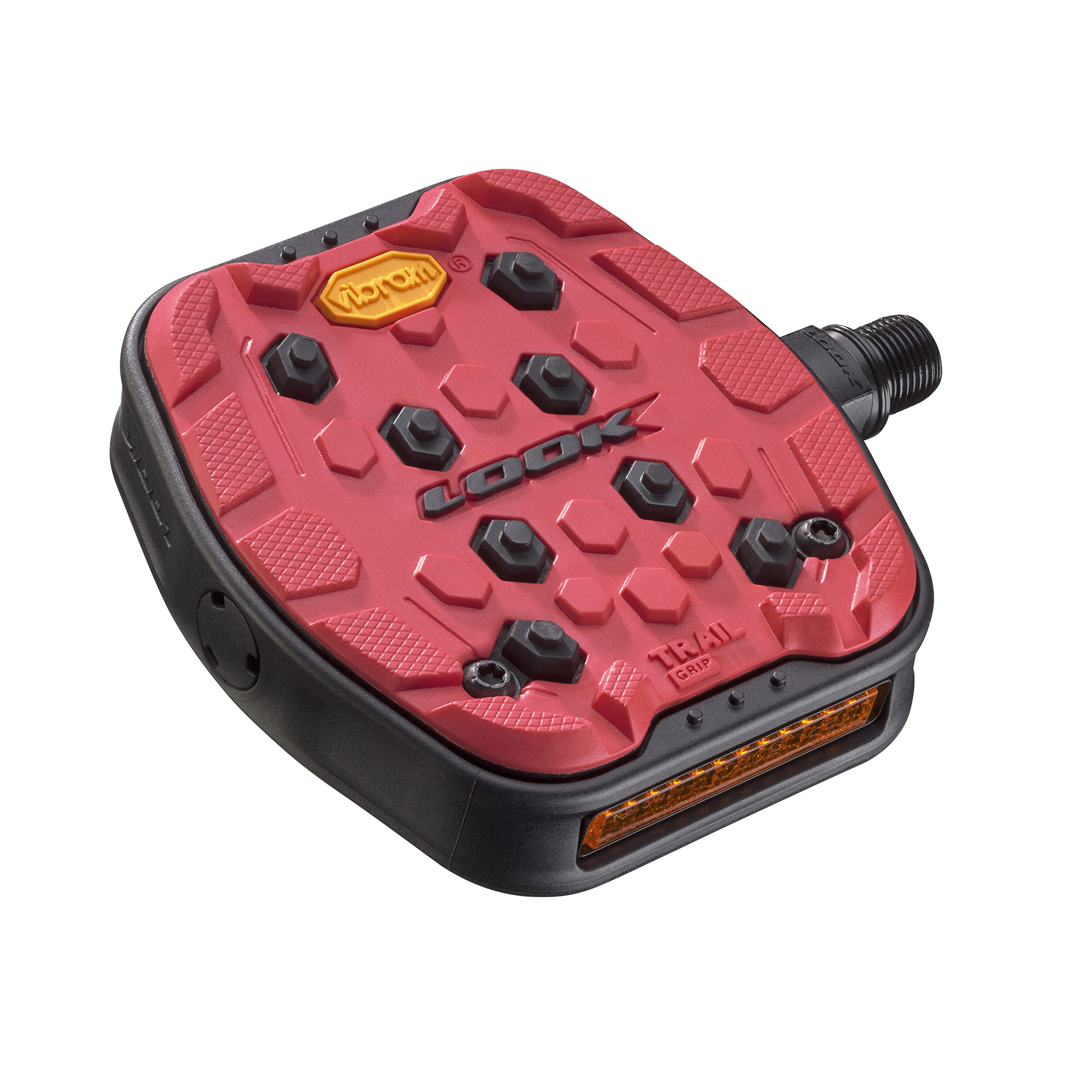LOOK Cycle Geo Trail Grip MTB Bike Pedals - Flat Mountain Bike Pedals for Off-Road Cycling - Durable Non-Slip Design in Black/Red/Lime/Camo - Perfect for Trail Riding & Mountain Biking Adventures