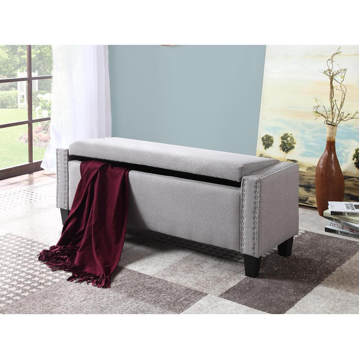 IFDC Home Decor Bench IF 6250 - Modern Wooden Storage Bench with Cushion for Entryway, Living Room & Bedroom - Perfect for Hallway Seating & Extra Storage Space