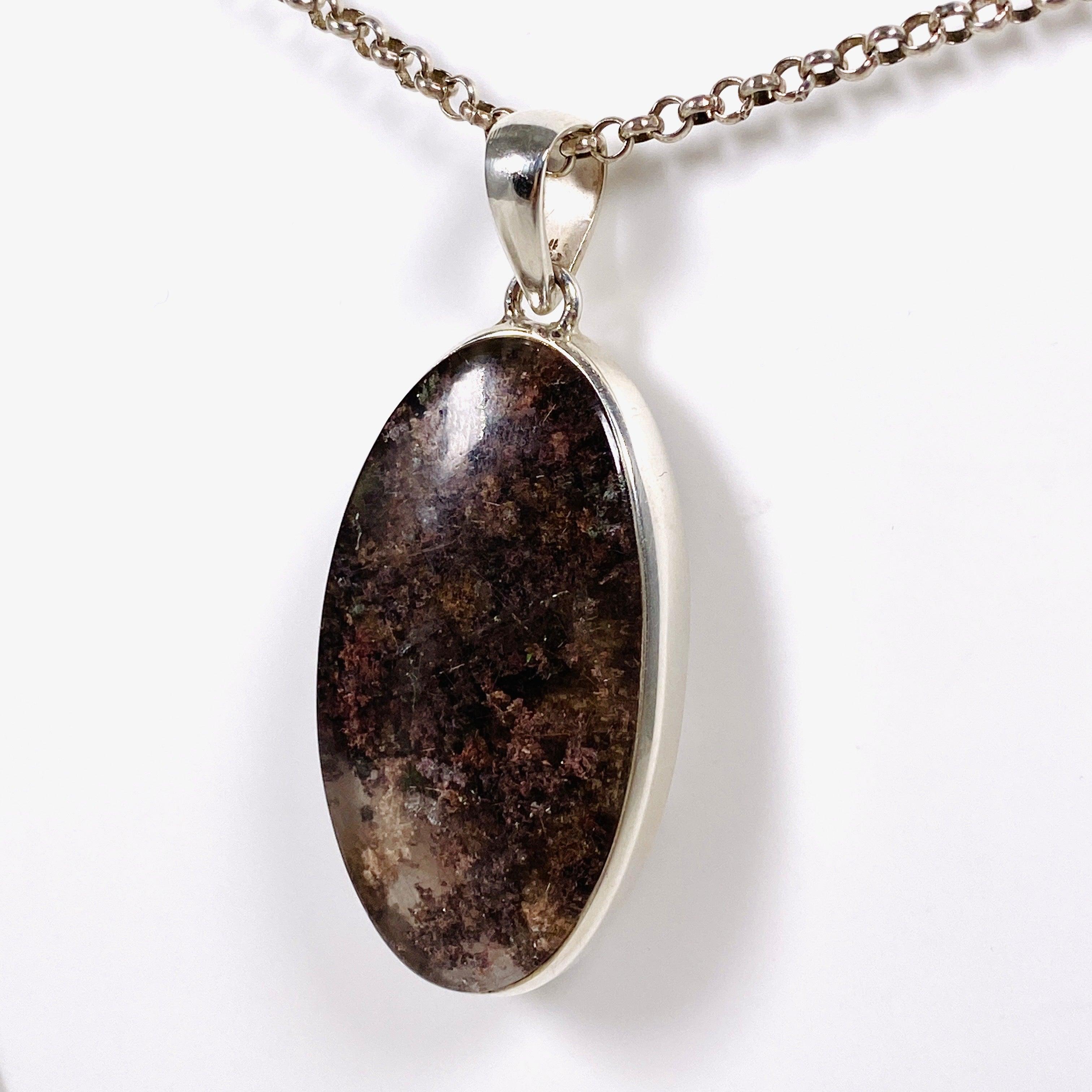 Lodolite Garden Quartz Oval Pendant PPGJ630 - Natural Crystal Jewelry for Healing, Meditation & Spiritual Energy - Perfect for Reiki, Chakra Balancing & Gift Giving