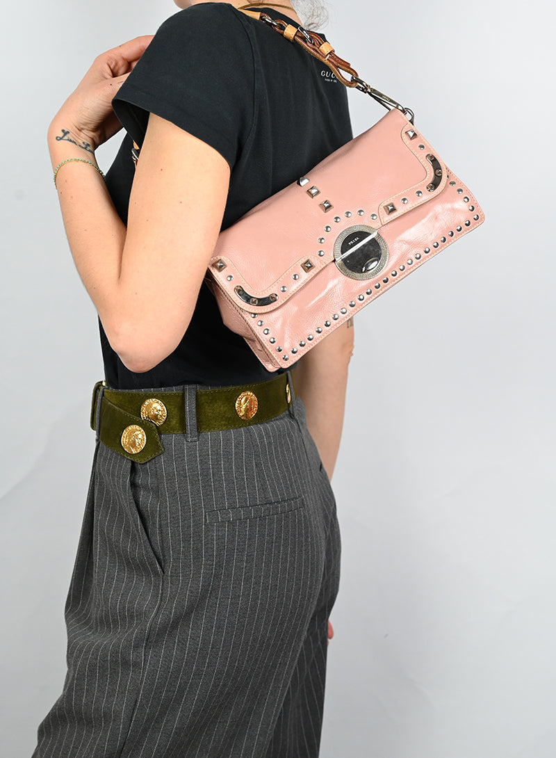 Prada Powder Pink Leather Handbag - Luxury Women's Purse for Work, Travel & Evening Events