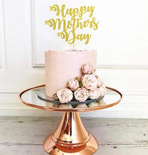 Gold Glitter Mother's Day Cake Topper - Elegant Party Cake Decoration for Mother's Day Celebration - Perfect for Birthday Cakes, Cupcakes & Special Occasions