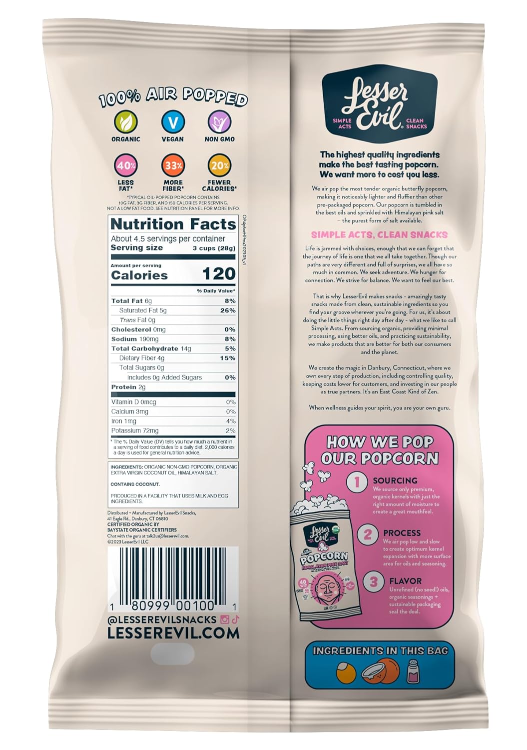 Organic Himalayan Pink Salt Popcorn - Healthy & Gluten-Free Snack for Movie Nights, Parties & On-the-Go