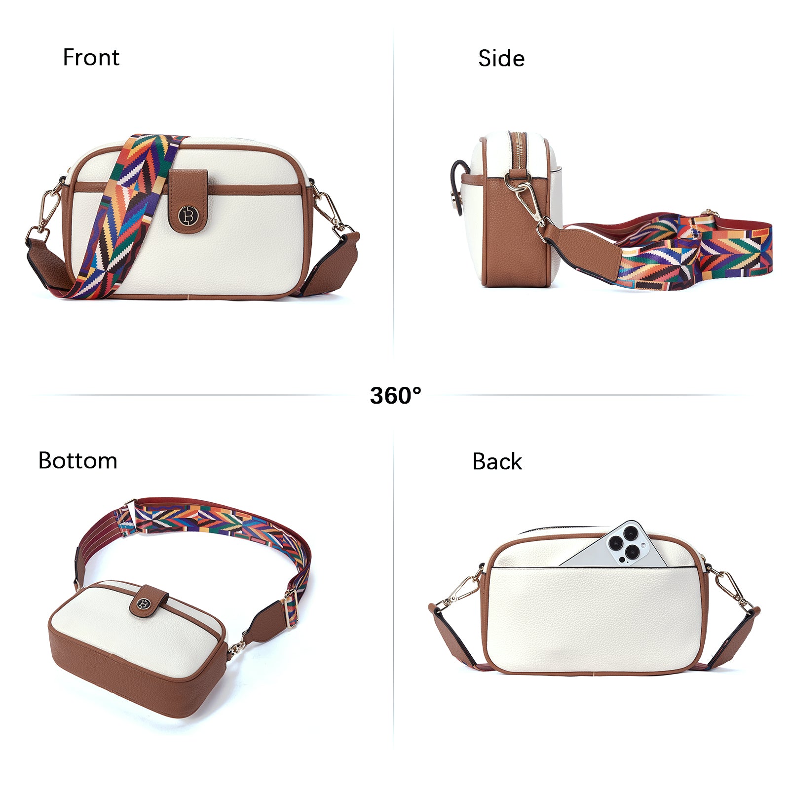 BOSTANTEN Women's Vegan Leather Crossbody Bag with Wide Adjustable Strap - Stylish Shoulder Purse for Work, Travel & Everyday Use
