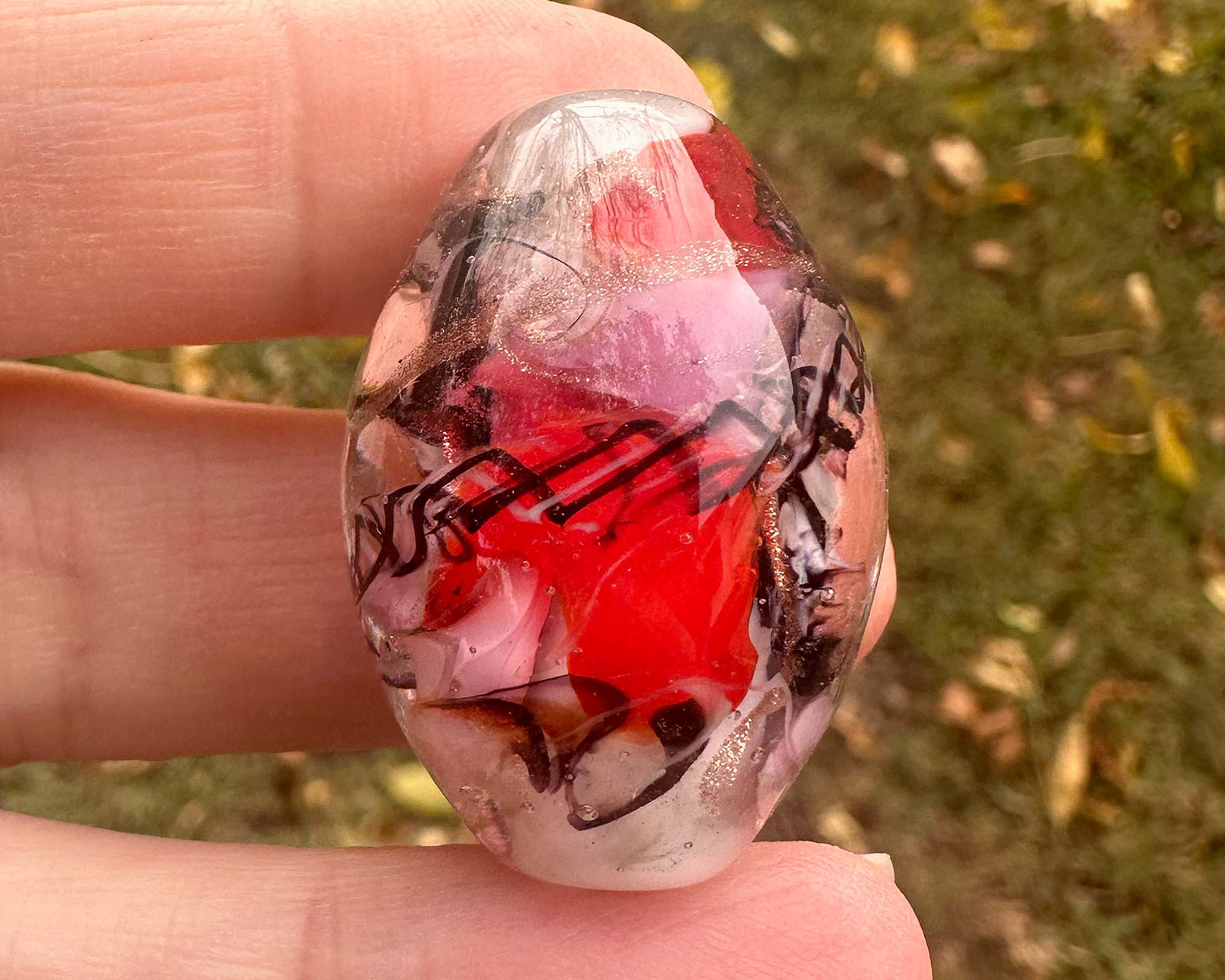 Handmade Cherry Blossom Noir Lampwork Glass Focal Bead - Unique SRA Artisan Jewelry Component for Necklaces, Bracelets & DIY Crafting