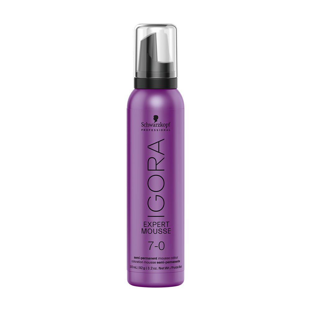 Schwarzkopf Professional Igora Expert Mousse 7.0 Medium Blonde Natural Hair Color - 100ml Volumizing Foam for Natural-Looking Highlights & Root Touch-Up - Perfect for At-Home Hair Coloring & Salon-Quality Results
