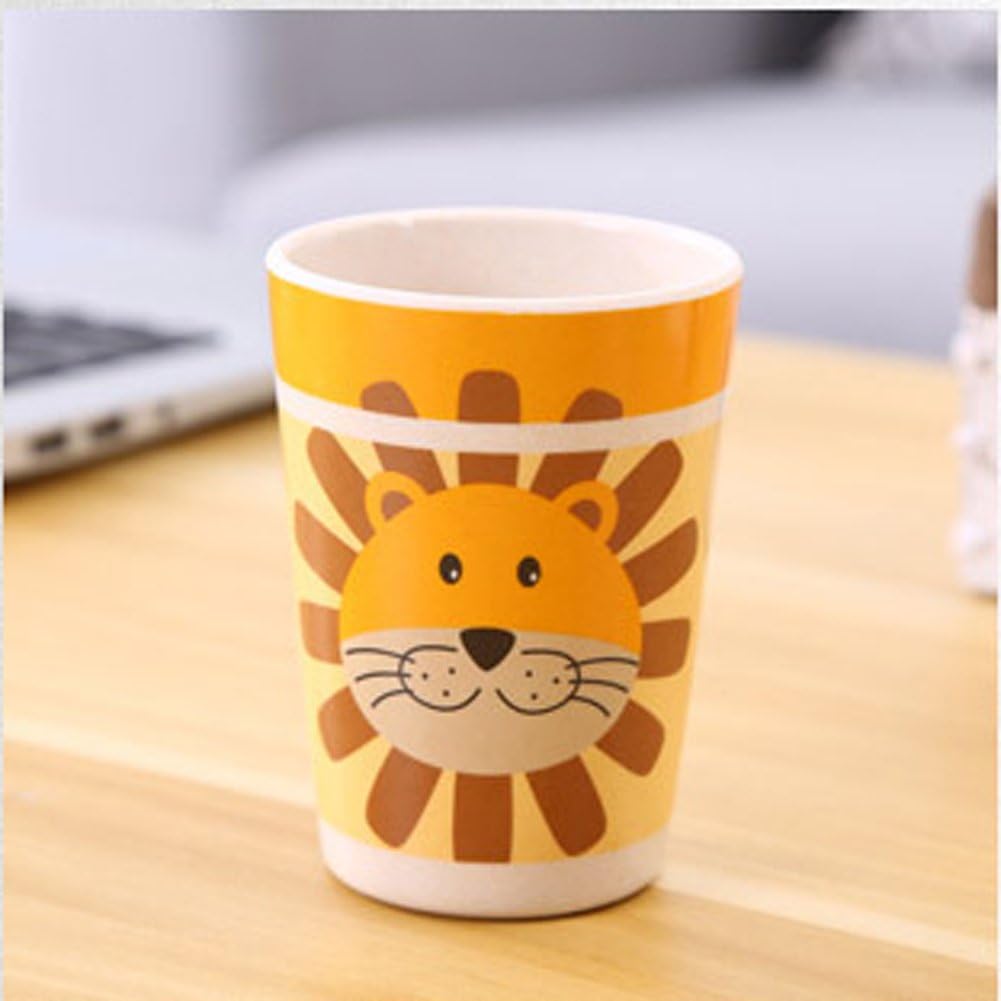 Eco-Friendly Bamboo Fiber Cartoon Lion Design Cup - Perfect for Water, Milk, Juice, Coffee & Hot/Cold Drinks - Ideal for Kids, Office, Travel & Outdoor Activities