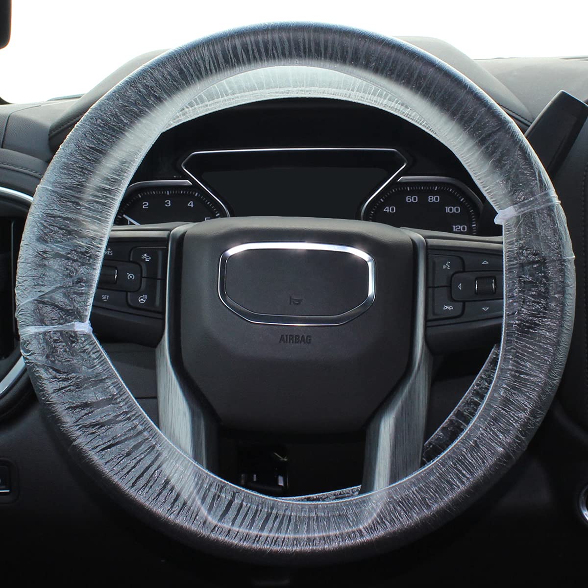 Versa-Tags Disposable Steering Wheel Covers - 500 Pack Clear Plastic Universal Fit with Elastic Band | Perfect for Oil Changes, Auto Detailing & Car Maintenance | Protect Steering Wheels During Service at Body Shops & Dealerships