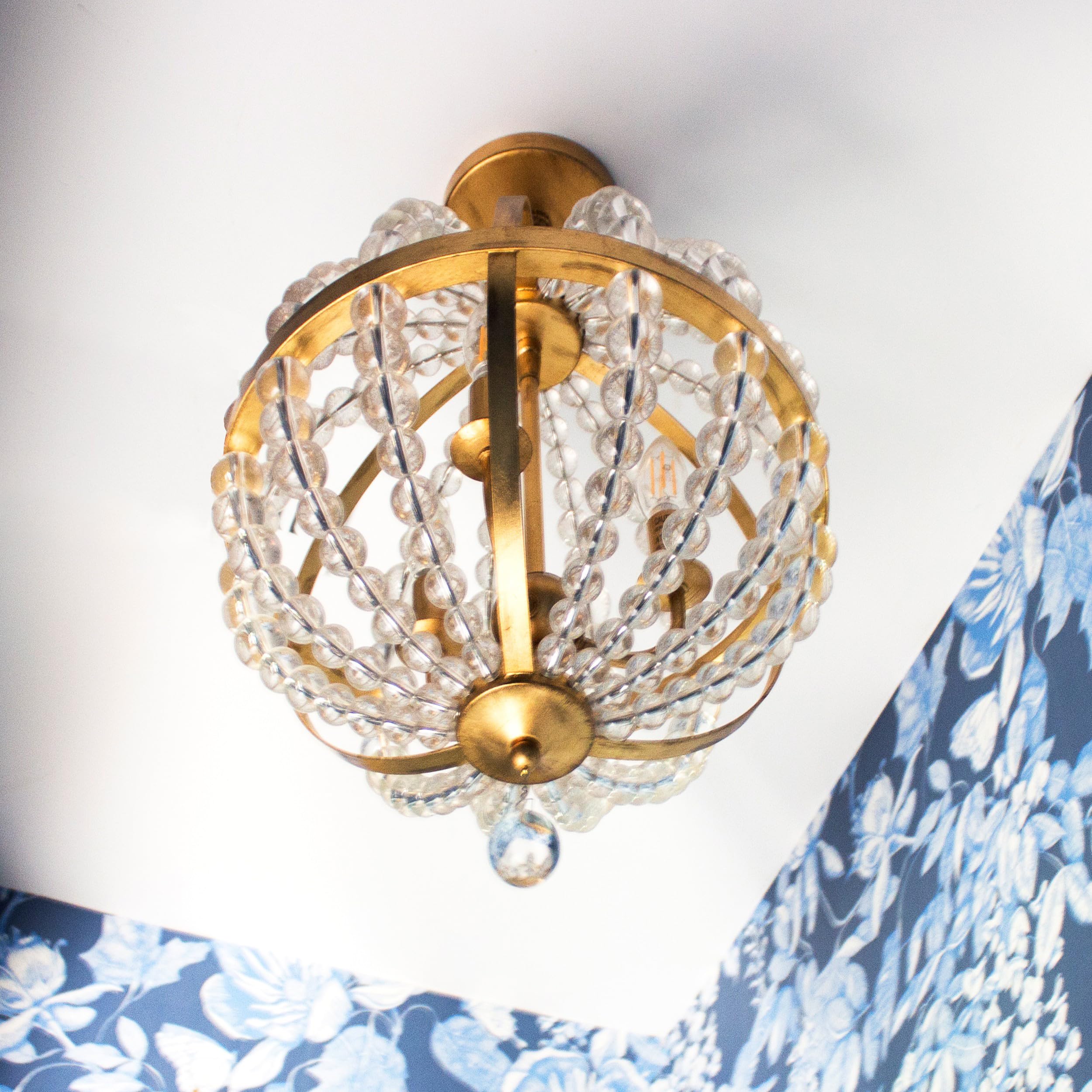 Crystorama Roxy 3-Light Antique Gold Mini Chandelier - Elegant Ceiling Lighting Fixture for Dining Room, Bedroom, or Entryway