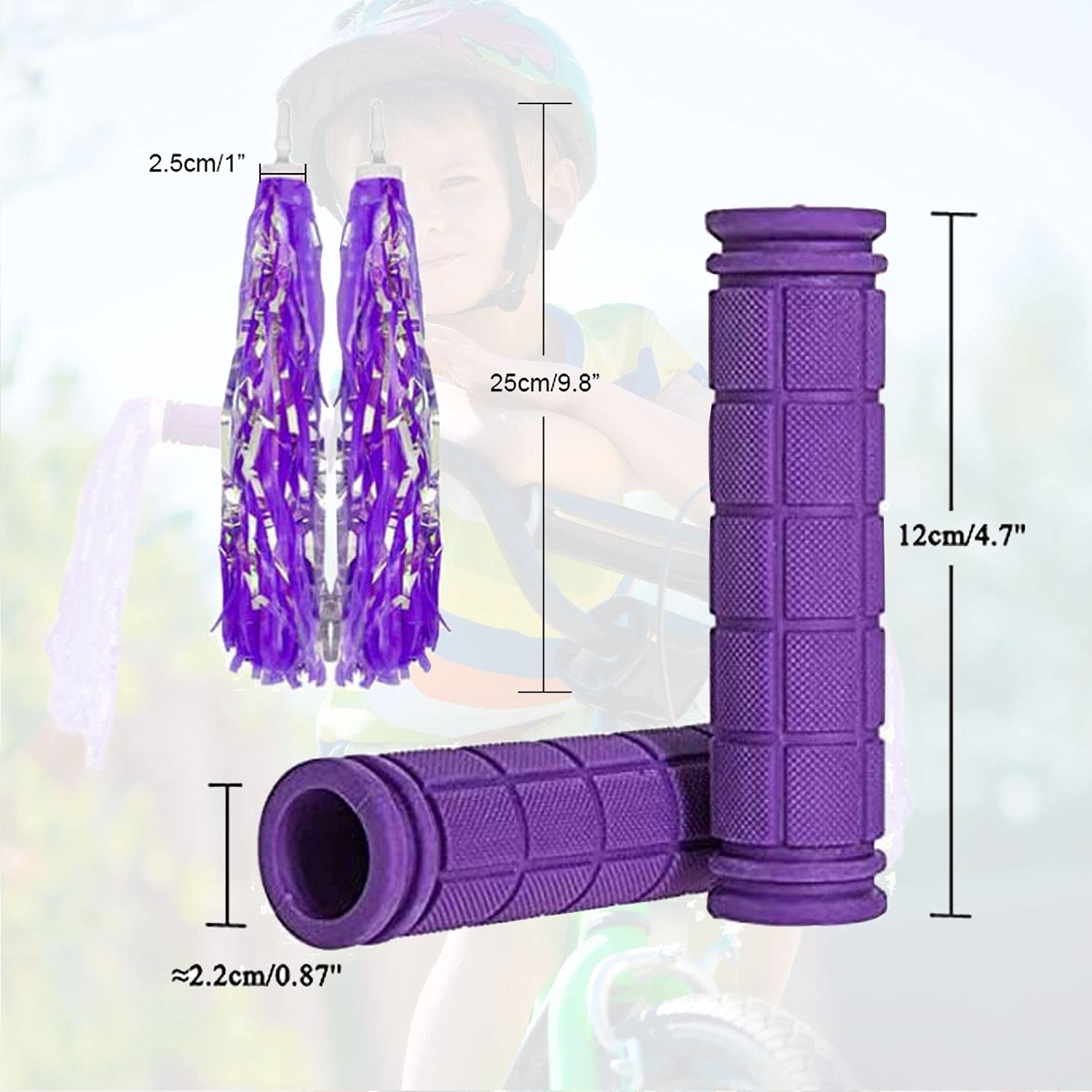 Non-Slip Bike Handle Grips with Tassel Streamers for Kids & Adults - Durable Bicycle Handlebar Covers for Mountain Bikes, Scooters, Road Bikes & BMX - Perfect for Cycling Safety & Fun Outdoor Rides