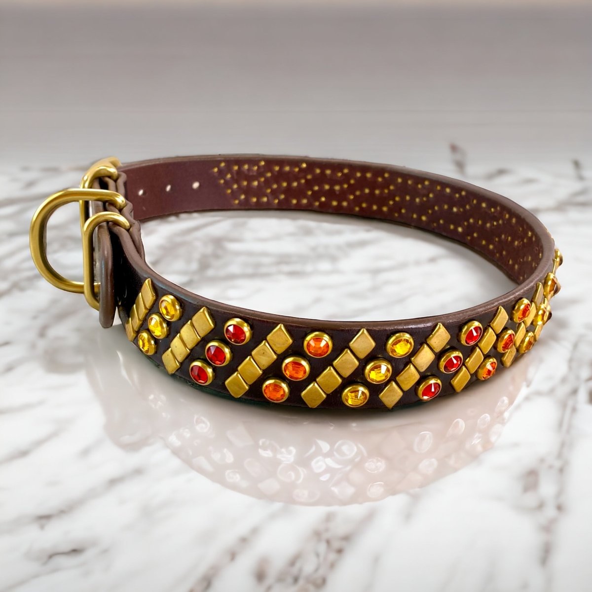 Luxury Designer Leather Dog Collar with Crystal Crown - Elegant & Durable Pet Accessory for Small & Medium Dogs - Perfect for Walks, Training, and Special Occasions