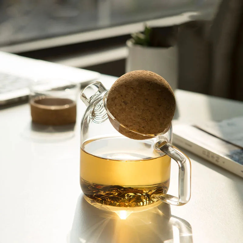 Premium Pitchfork Tea Pot with Cork Lid - Elegant Ceramic Teapot for Loose Leaf Tea, Herbal Tea & Hot Beverages - Perfect for Home, Office & Tea Parties